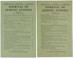 Journal of Semitic Studies. Volume X - No. 1 - 2