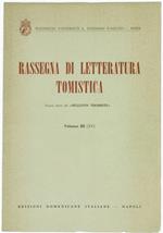 Rassegna di Letteratura Tomistica. Volume III : Letteratura dell'Anno 1968