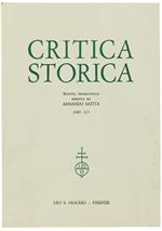 Critica Storica. N. 2/3 - 1985. Rivista Trimestrale Diretta Da Armando Saitta