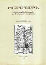 Per Giuseppe Sebesta. Scritti E Nota Bio-Bibliografica Per Il Settantesimo Compleanno