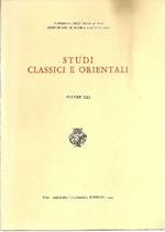 Studi classici e orientali. Volume XXI