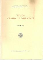 Studi classici e orientali. Volume XIV
