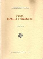 Studi classici e orientali. Volume XIX-XX