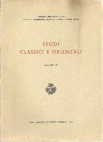 Studi classici e orientali. Volume IX