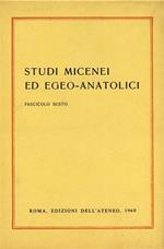 Studi Micenei ed Egeo anatolici. Fasc. VI. Indice articoli: R.Gusmani,