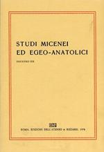 Studi Micenei ed Egeo Anatolici. Fasc. XIX. Indice articoli: I.Tzedakis,