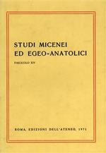 Studi Micenei ed Egeo. anatolici. Fasc. XXIV. In memoria di Piero Meriggi ( 1899. 1982 ). Indice articoli:-Ricordo di