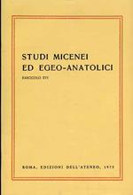 Studi Micenei ed Egeo anatolici. Fasc. XVI. Indice articoli: A.Sacconi,