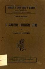 Le scritture filologiche latine di Giacomo Leopardi