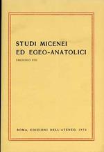 Studi Micenei ed Egeo anatolici. Fasc. XVII. Indice articoli: A.Sacconi,