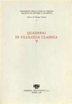Quaderni di filologia classica. n. 5
