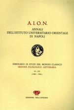 A. I. O. N. Annali dell'Ist. Univ. Orientale di Napoli. Dall'indice: C.Calame,Morfolog