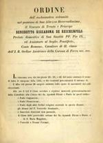 Ordine dell’ecclesiastica solennità nel possesso di Sua altezza reverendissima, il vescovo di Trento e principe Benedetto Riccabona de Reichenfels prelato domestico di Sua Santità PP. Pio IX