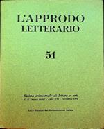 L’approdo letterario: rivista trimestrale di lettere e arti: N. 51 (nuova serie) - A. XVI - settembre 1970