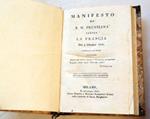 Manifesto di S.M. Prussiana contro la Francia Del 9 Ottobre 1806