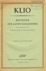 Klio. Beitrage Zur Alten Geschichte. Sonderdruck Aus Bd.Xxxiii Heft 3