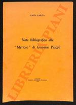 Nota bibliografica alle “Myricae” di Giovanni Pascoli