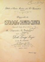 Appunti di istologia e chimica clinica raccolti dagli allievi interni A. Aliprandi e C. Pontiggia dalle lezioni del dott. Luigi Zoja (e da lui riveduti): anno scolastico 1901-1902