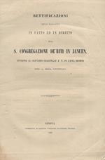 Rettificazioni dell'esposto in fatto e in diritto alla S. Congregazione dè Riti in Januen. intorno al servizio diaconale F. V. in Caena Domini dopo la messa pontificale