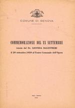 Commemorazione del XX settembre tenuta dal Dr.Leonida Balestrieri il 20 settembre 1959 al Teatro Comunale dell'Opera