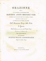 Orazione detta dall'illustrissimo ed eccellentissimo signor Anton Brignole Sale, cavaliere di gran croce dell'ordine dei SS.Maurizio e Lazaro e sindaco di prima classe dell'illustrissimo corpo della città di Genova nell'adunanza tenuta dal prelato co