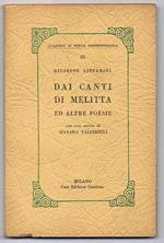 Dai canti di Melitta ed altre poesie Con uno scritto di Manara Valgimigli