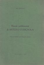 Recenti pubblicazioni di Arturo Codignola