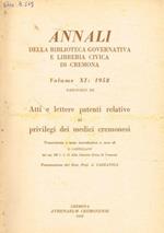 Annali della Biblioteca Governativa e Libreria Civica di Cremona. Volume XI: 1958 fascicolo III