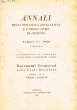 Annali della Biblioteca Governativa e Libreria Civica di Cremona. Volume V: 1952 fascicolo II