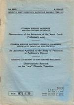 Measurement of the Behaviour of the Vocal Cords (Preliminary note) - An Acoustical Approach to the Study of Phonation in Parkinson's Disease - Electroacoustic Research on the 