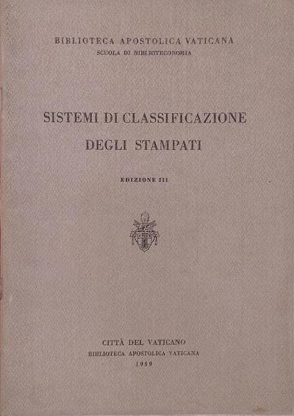 Sistemi di classificazione degli stampati - copertina