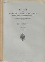 Atti della Accademia delle Scienze dell'istituto di Bologna classe di scienze morali anno 77° Vol LXXI 1982-1983