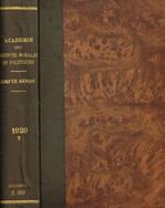 Séances et travaux de l'académie des sciences morales et politiques. Quatre-Vingtieme année, Compte-rendu. II semestre 1920