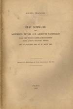 Etat sommaire des documents entres aux archives nationales par des voies extraordinaires. Du 1°janvier 1942 au 31 aout 1952