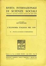 L' Economia Italiana nel 1938. XI politica economica internazionale
