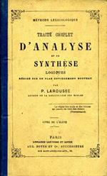 Traité Complet d'Analyse Et De Synthese Logiques