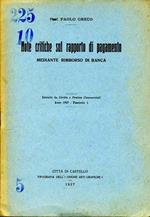 Note Critiche Sul Rapporto di Pagamento. Mediante rimborso di banca