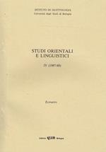 Studi Orientali E Linguistici Iv (1987-88). Estratto