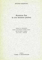 Antoninus Pius In Una Iscrizione Perduta. Estratto Da Helikon Anno Xx-Xxi