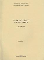 Studi Orientali E Linguistici Iv (1987-88). Estratto