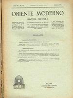 Oriente Moderno Anno Vi N. 6 10. Rivista Mensile D'Informazione E Di Sturi Per La Diffusione Della Conoscenza Dell'Oriente, Sopra Tutto Musulmano