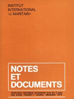 Notes Et Documents Anno I N. 1. Publication Trimestrielle