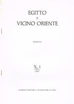 Egitto E Vicino Oriente X,1 1987 Estratto