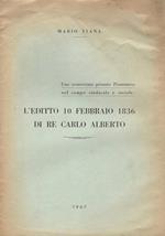 Uno sconosciuto primato Piemontese nel campo sindacato e sociale. L'Editto 10 Febbraio 1836 di Re Carlo Alberto