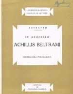 In Memoriam Achillis Beltrami. Miscellanea Philologica. Estratto