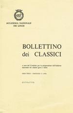 Bollettino Dei Classici Serie Iii Fascicolo X. Estratto