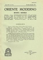 Oriente Moderno Anno Lvii N.11-12 Estratto. Rivista Mensile D'Informazione E Di Studi Per La Diffusione Della Conoscenza Dell'Oriente Sopra Tutto Musulmano