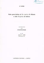 Note Greco-Latine Al De Metris Di Aftonio E Alle Origines Di Isidoro. Estratto Da Vichiana N.S. Anno 5 1976 Fascicolo Iii