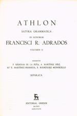 Athlon Satura Grammatica In Honorem Francisci R.Adrados Volumen Ii. Estratto