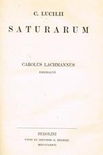 Saturarum. Index Lucilianus. Carolus Lachmannus Emendavit. Franciscus Harder Confecit